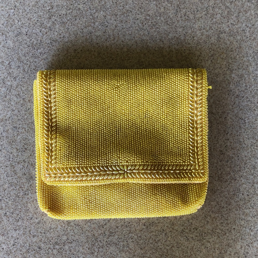 Elegant Vintage Yellow Beaded Women's Bag, purse.